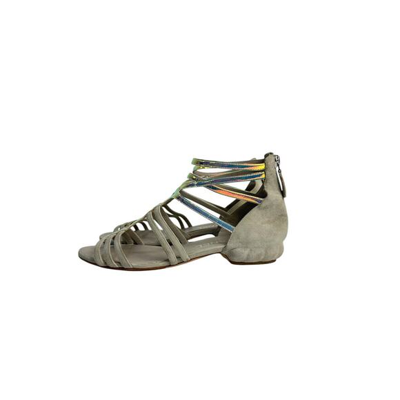Chanel Suede Flat Multicolor Glossy Straps Sandals Sz.37 - Picture 1 of 10